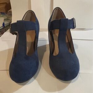 Elegant Blue Women's T-Strap Heels